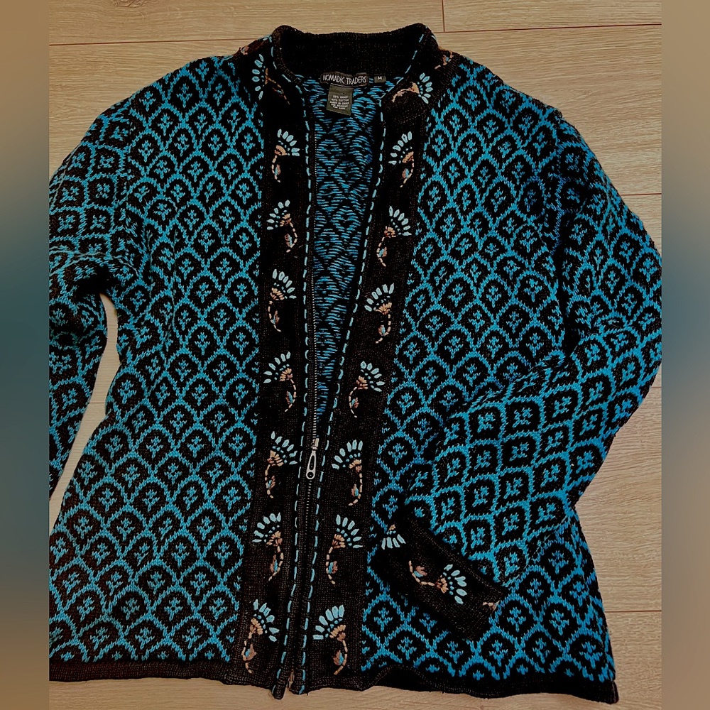 Vintage zip knit jacket - Nomadic Traders
Boho bohemian coastal hippie 90s